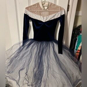 Navy Blue Velvet Ballet Costume